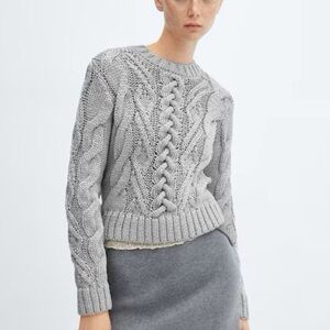 MANGO NWT Metallic Braided knitted sweater